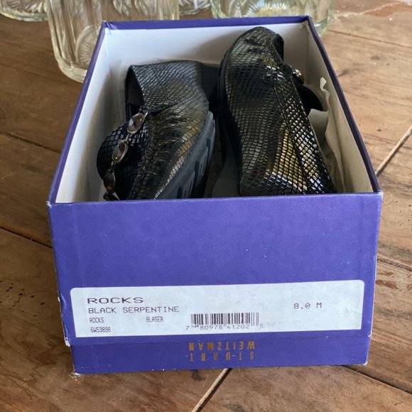 Stuart Weitzman Black Snakeskin Driving Mocs! Chic - Picture 3 of 6